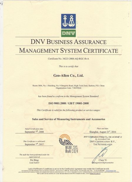 Chine GEO-ALLEN CO.,LTD. Certifications